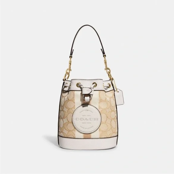 NWT！COACH MINI DEMPSEY BUCKET BAG IN SIGNATURE JACQUARD WITH STRIPE（C8322）V-Day